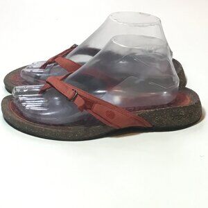 Teva Sandals Womens SZ 8.5 Red Ventura Leather Thong Flip Flop Casual Shoes 6503